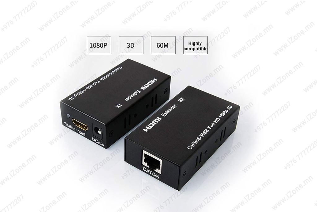 RJ45 Extender Network HDMi TX/RX 60m