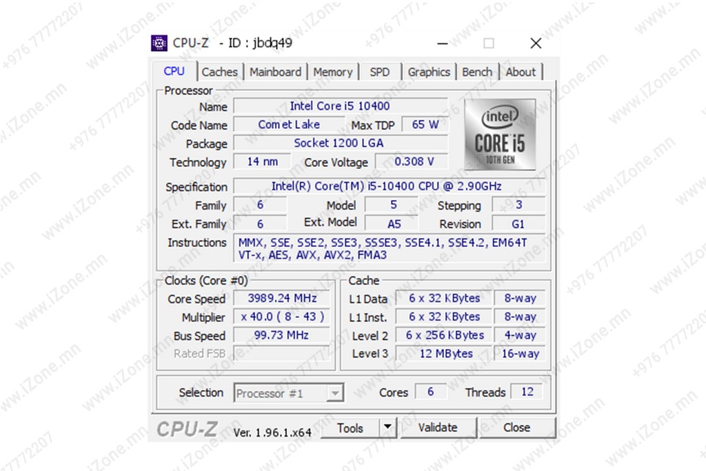 Intel Core i5-10400