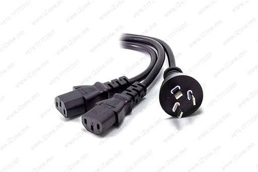 [023'101'001] Cable Power Cord 3 Pin Dual IEC C13 Y