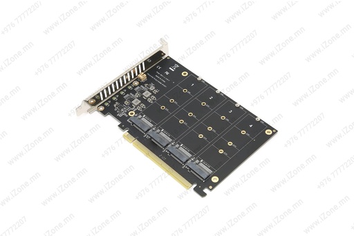 [025'061'003] PCIe Card Adapter 4.0 X16 to Quad M.2 NVMe, High Speed 4x32Gbps Soft Raid
